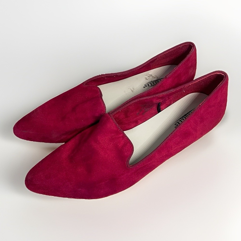 Seychelles Anthropolgie Ruby Red Faux Suede Flats Womens 10 Wide Slip On Shoes